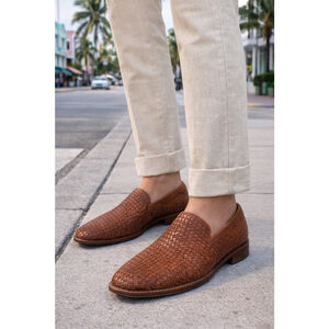 Franco Fortini Woven Leather Loafers Italian Quiet Luxury 13 Miami Old Money